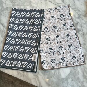 Recycled Cotton Kitchen Towels - Gray & Cream Patterned Set